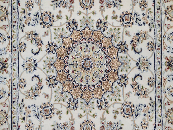 4'2" x 6'2" New Hand Knotted Ivory Wool & Silk Rectangle Oriental Rug - MOA10292483