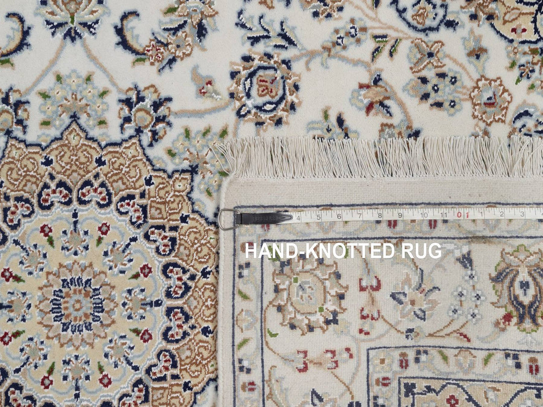 4'2" x 6'2" New Hand Knotted Ivory Wool & Silk Rectangle Oriental Rug - MOA10292483
