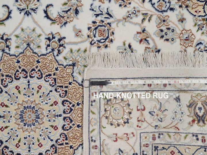 4'2" x 6'2" New Hand Knotted Ivory Wool & Silk Rectangle Oriental Rug - MOA10292483
