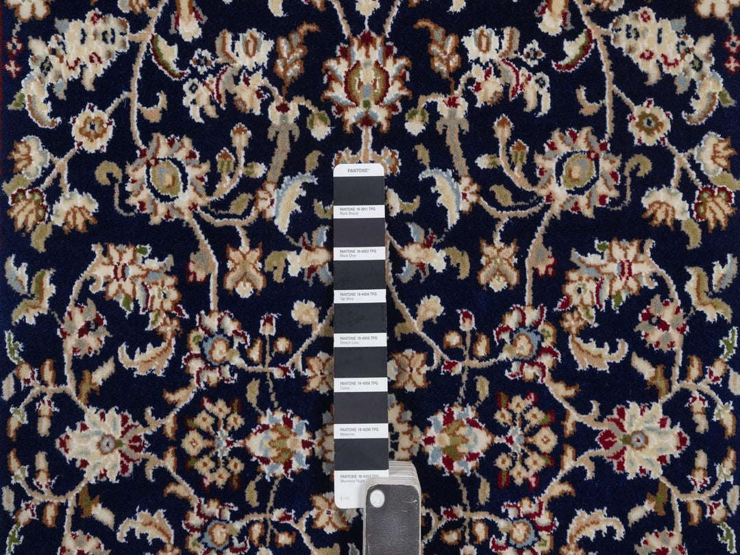 3'2" x 5'1" New Hand Knotted Blue Wool & Silk Rectangle Oriental Rug - MOA10292484
