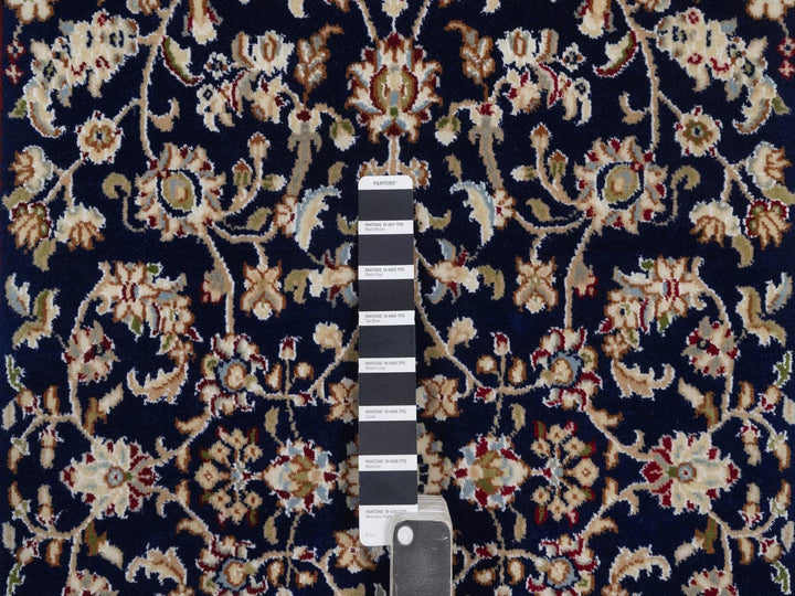 3'2" x 5'1" New Hand Knotted Blue Wool & Silk Rectangle Oriental Rug - MOA10292484