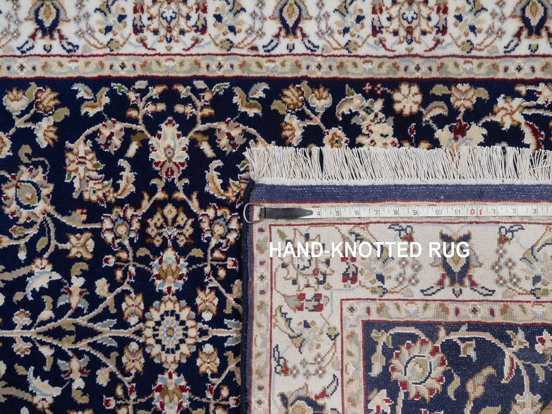 3'2" x 5'1" New Hand Knotted Blue Wool & Silk Rectangle Oriental Rug - MOA10292484