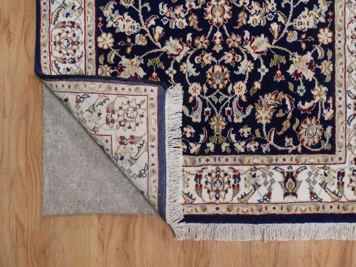 3'2" x 5'1" New Hand Knotted Blue Wool & Silk Rectangle Oriental Rug - MOA10292485