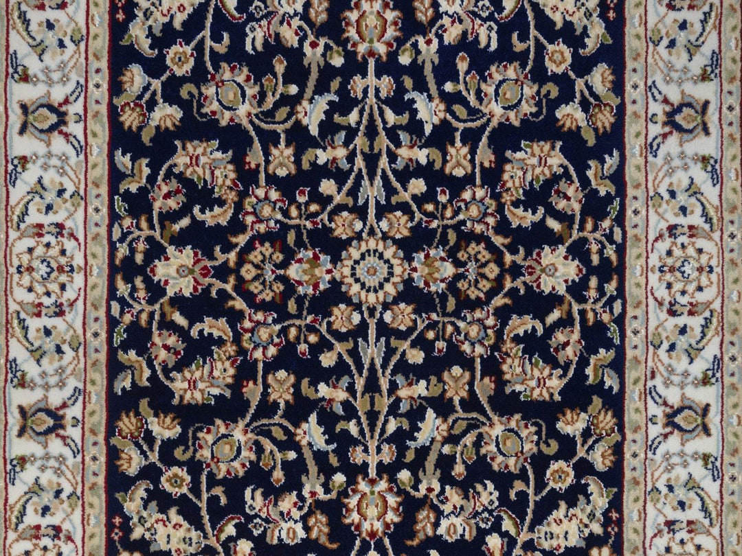 3'2" x 5'1" New Hand Knotted Blue Wool & Silk Rectangle Oriental Rug - MOA10292485