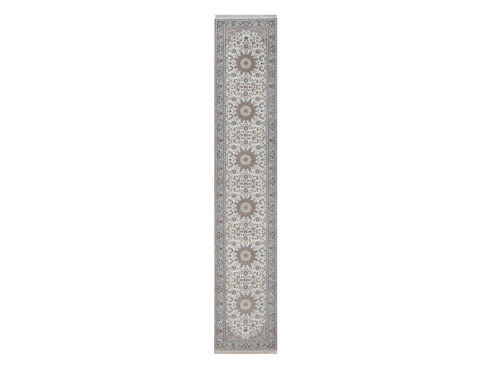 2'9" x 14'5" New Hand Knotted Ivory Wool & Silk Runner Oriental Rug - MOA10292488