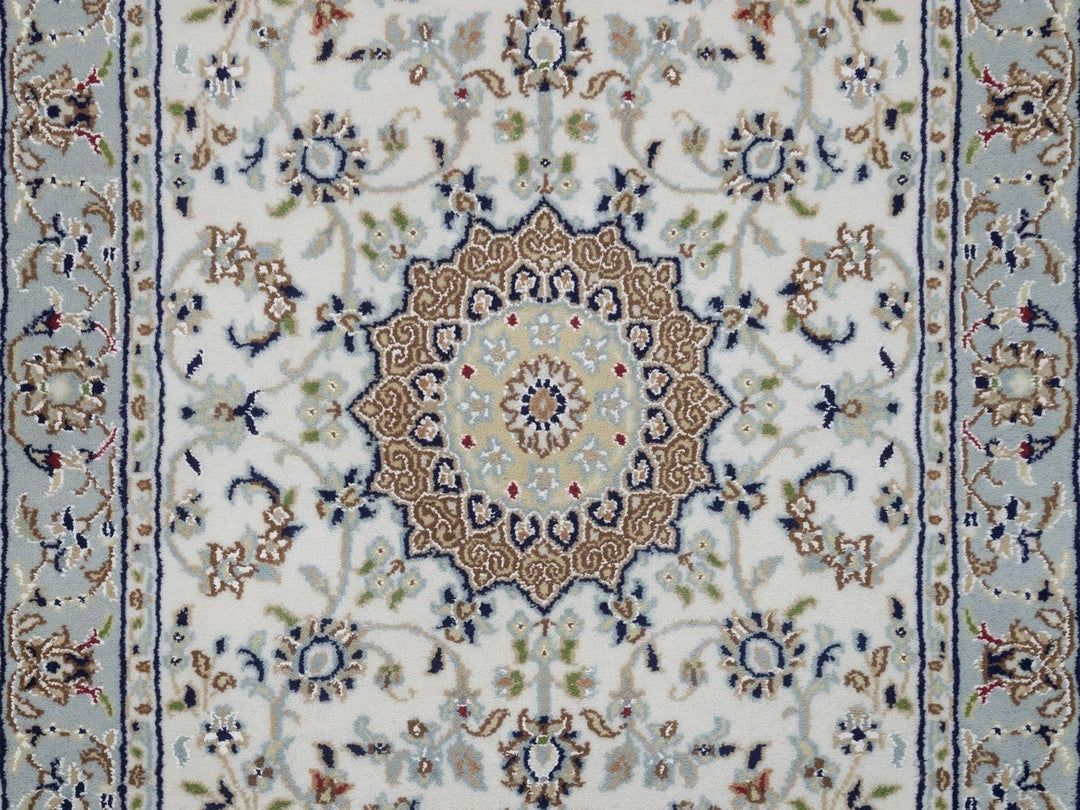 2'9" x 14'5" New Hand Knotted Ivory Wool & Silk Runner Oriental Rug - MOA10292488