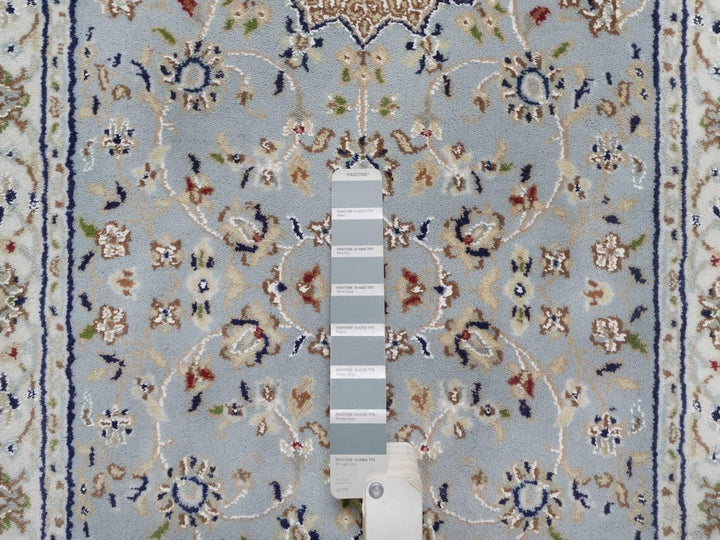 2'7" x 16'2" New Hand Knotted Blue Wool & Silk Runner Oriental Rug - MOA10292489