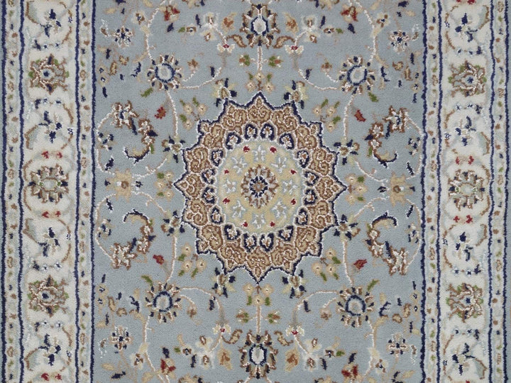 2'7" x 16'2" New Hand Knotted Blue Wool & Silk Runner Oriental Rug - MOA10292489