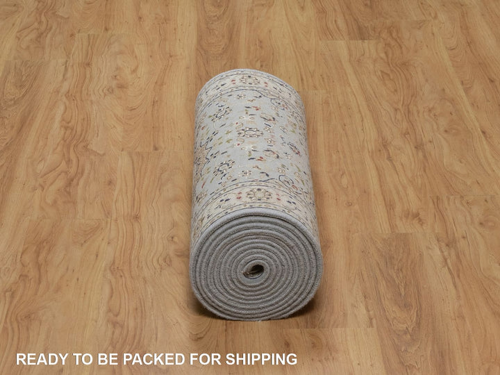 2'7" x 16'2" New Hand Knotted Blue Wool & Silk Runner Oriental Rug - MOA10292489