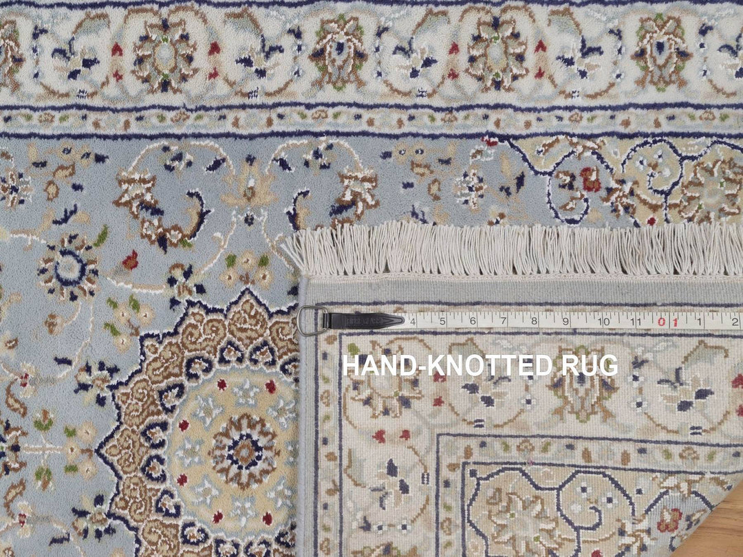 2'7" x 16'2" New Hand Knotted Blue Wool & Silk Runner Oriental Rug - MOA10292489