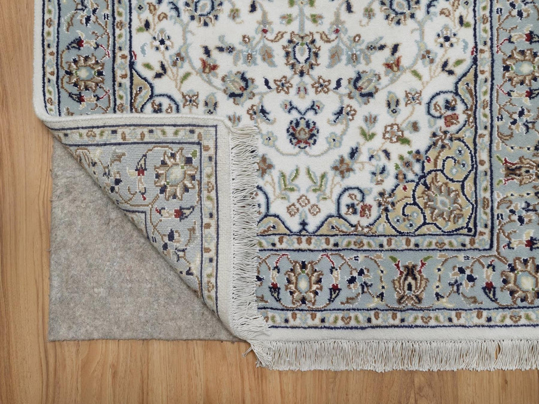 2'9" x 12'4" New Hand Knotted Ivory Wool & Silk Runner Oriental Rug - MOA10292490