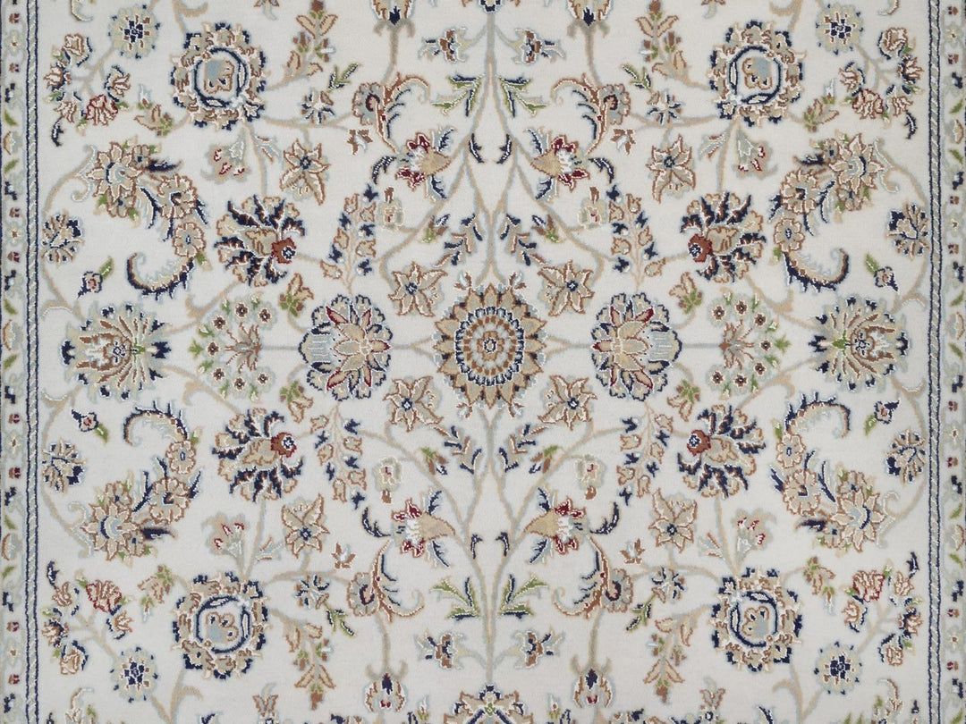 6'0" x 9'4" New Hand Knotted Ivory Wool & Silk Rectangle Oriental Rug - MOA10292492