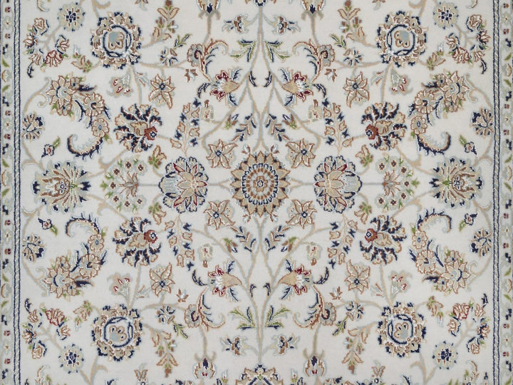 6'0" x 9'4" New Hand Knotted Ivory Wool & Silk Rectangle Oriental Rug - MOA10292492