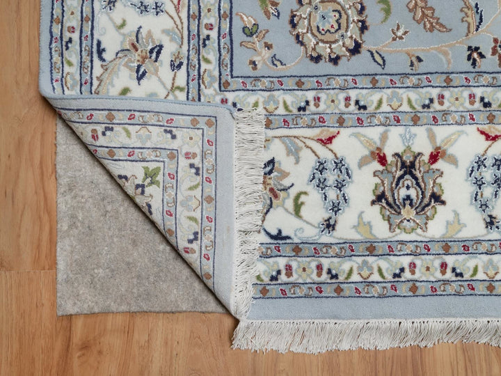 7'10" x 10'2" New Hand Knotted Blue Wool & Silk Rectangle Oriental Rug - MOA10292495