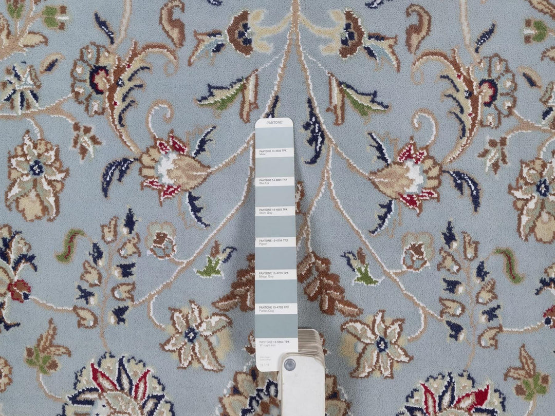 7'10" x 10'2" New Hand Knotted Blue Wool & Silk Rectangle Oriental Rug - MOA10292495