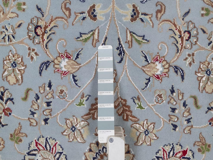 7'10" x 10'2" New Hand Knotted Blue Wool & Silk Rectangle Oriental Rug - MOA10292495
