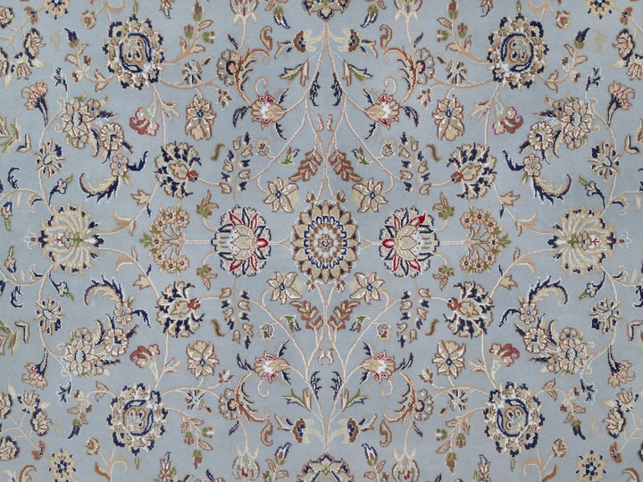 7'10" x 10'2" New Hand Knotted Blue Wool & Silk Rectangle Oriental Rug - MOA10292495