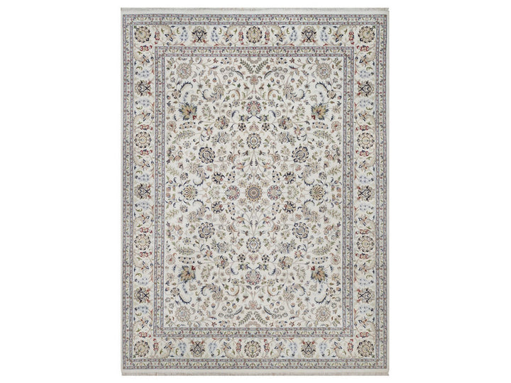 8'11" x 12'1" New Hand Knotted Ivory Wool & Silk Rectangle Oriental Rug - MOA10292497