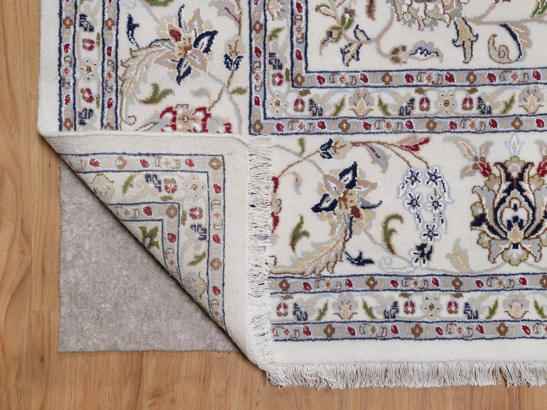 8'11" x 12'1" New Hand Knotted Ivory Wool & Silk Rectangle Oriental Rug - MOA10292497