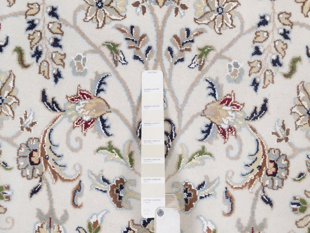 8'11" x 12'1" New Hand Knotted Ivory Wool & Silk Rectangle Oriental Rug - MOA10292497
