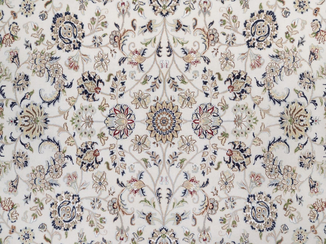 8'11" x 12'1" New Hand Knotted Ivory Wool & Silk Rectangle Oriental Rug - MOA10292497