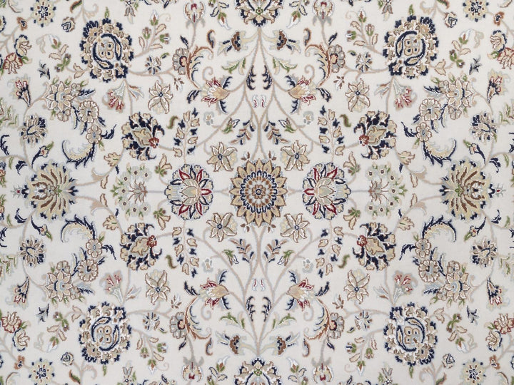 8'11" x 12'1" New Hand Knotted Ivory Wool & Silk Rectangle Oriental Rug - MOA10292497