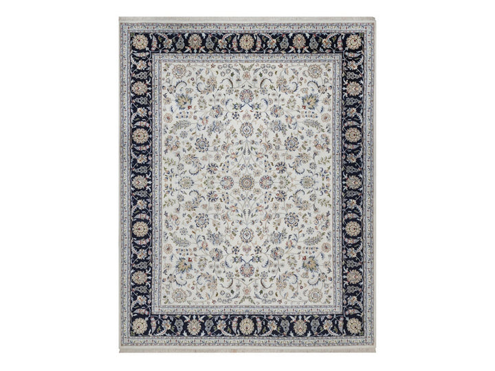 8'1" x 10'4" New Hand Knotted Ivory Wool & Silk Rectangle Oriental Rug - MOA10292498