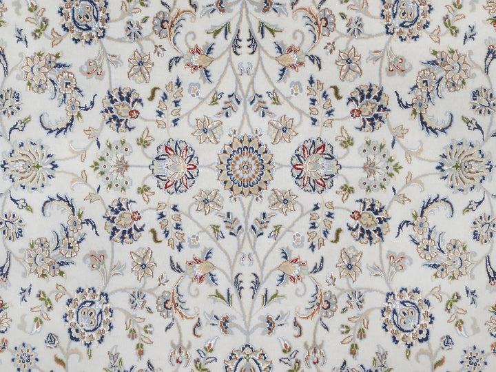 8'1" x 10'4" New Hand Knotted Ivory Wool & Silk Rectangle Oriental Rug - MOA10292498