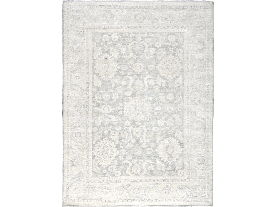 8'9" x 11'10" New Hand Knotted Grey Wool Rectangle Oriental Rug - MOA102924