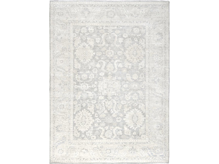 8'9" x 11'10" New Hand Knotted Grey Wool Rectangle Oriental Rug - MOA102924