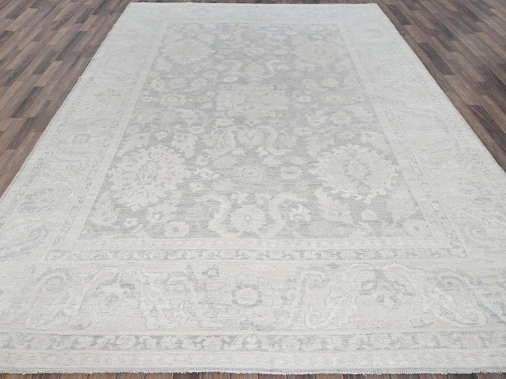 8'9" x 11'10" New Hand Knotted Grey Wool Rectangle Oriental Rug - MOA102924