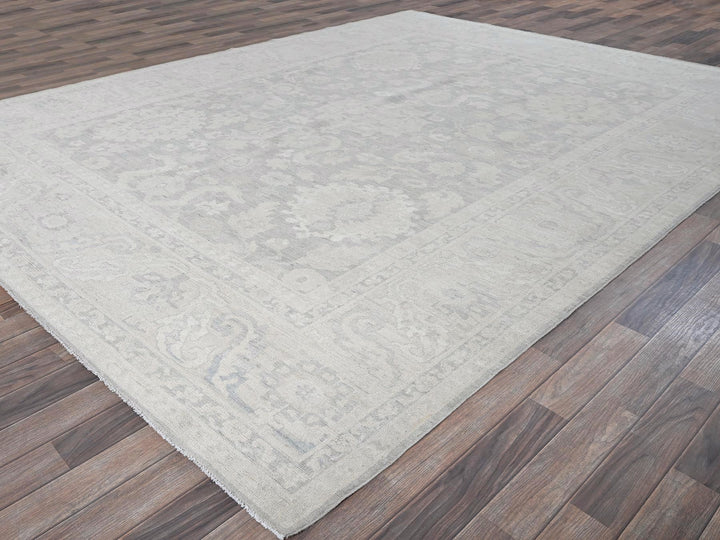 8'9" x 11'10" New Hand Knotted Grey Wool Rectangle Oriental Rug - MOA102924