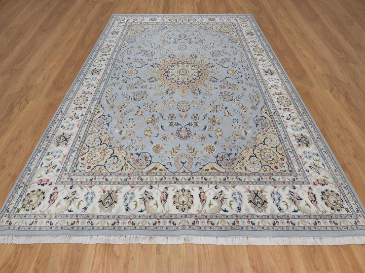 8'11" x 12'2" New Hand Knotted Blue Wool & Silk Rectangle Oriental Rug - MOA10292500