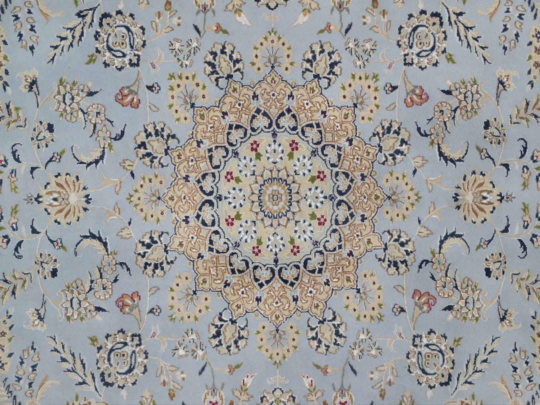 8'11" x 12'2" New Hand Knotted Blue Wool & Silk Rectangle Oriental Rug - MOA10292500