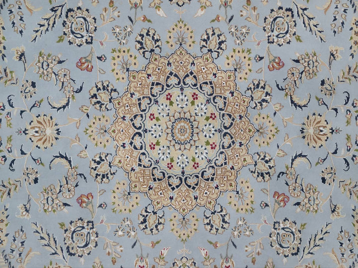 8'11" x 12'2" New Hand Knotted Blue Wool & Silk Rectangle Oriental Rug - MOA10292500