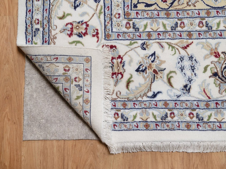10'0" x 14'0" New Hand Knotted Ivory Wool & Silk Rectangle Oriental Rug - MOA10292501