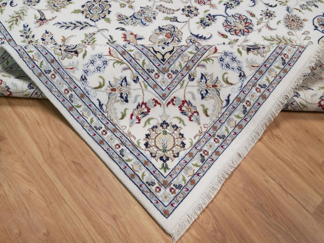 10'0" x 14'0" New Hand Knotted Ivory Wool & Silk Rectangle Oriental Rug - MOA10292501