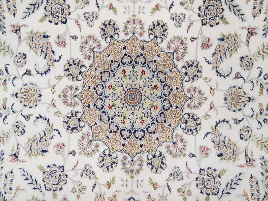 10'0" x 14'0" New Hand Knotted Ivory Wool & Silk Rectangle Oriental Rug - MOA10292501