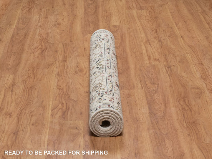 4'1" x 6'2" New Hand Knotted Ivory Wool & Silk Rectangle Oriental Rug - MOA10292503