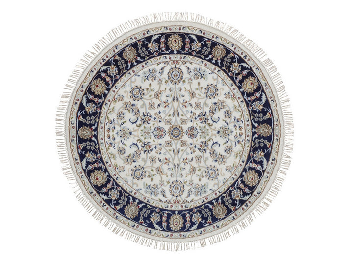 4'3" x 4'3" New Hand Knotted Ivory Wool & Silk Round Oriental Rug - MOA10292508