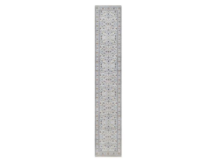 2'10" x 16'1" New Hand Knotted Ivory Wool & Silk Runner Oriental Rug - MOA10292510