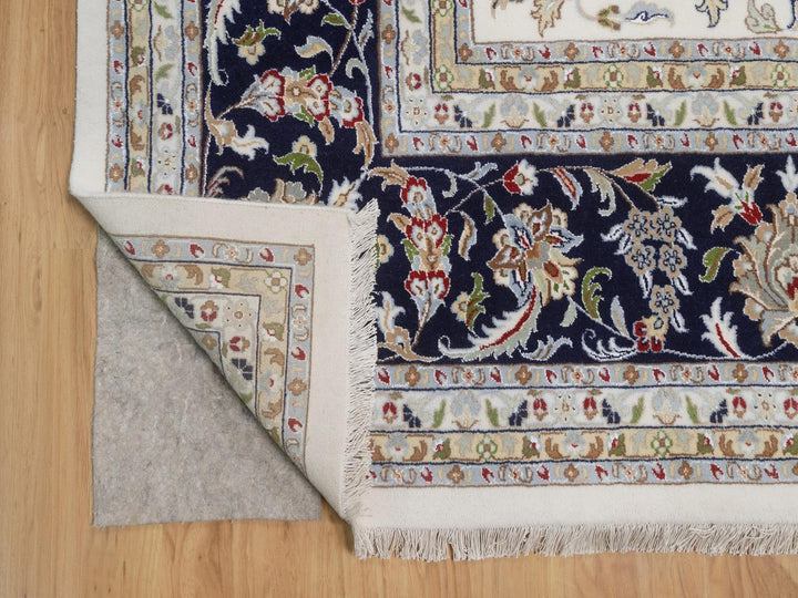 11'11" x 15'11" New Hand Knotted Ivory Wool & Silk Rectangle Oriental Rug - MOA10292511