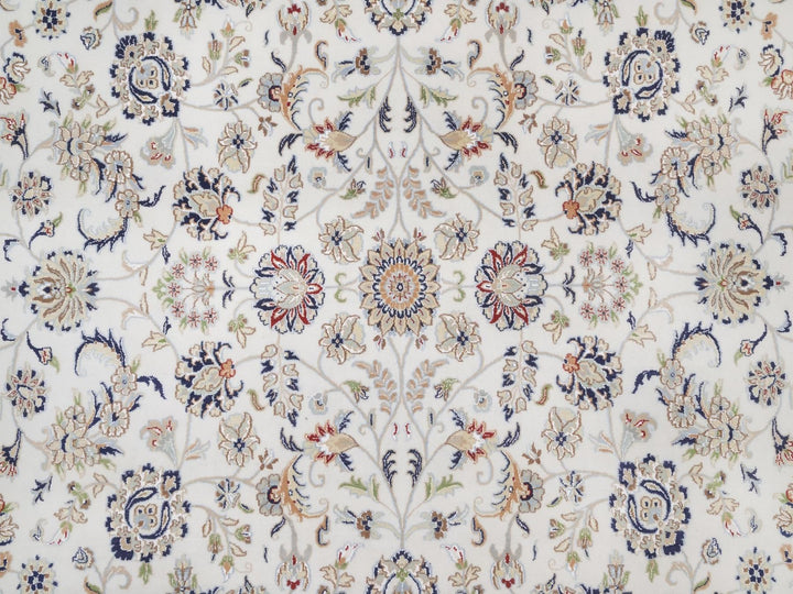 11'11" x 15'11" New Hand Knotted Ivory Wool & Silk Rectangle Oriental Rug - MOA10292511