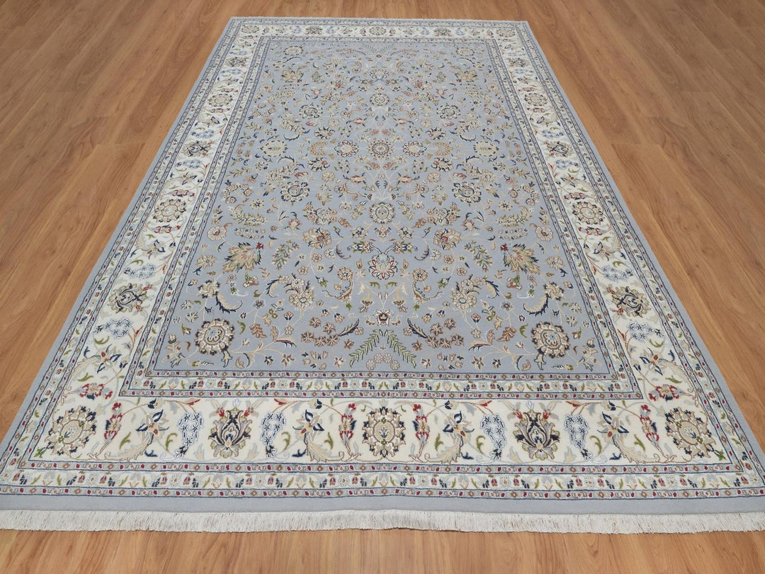 8'9" x 12'2" New Hand Knotted Blue Wool & Silk Rectangle Oriental Rug - MOA10292512