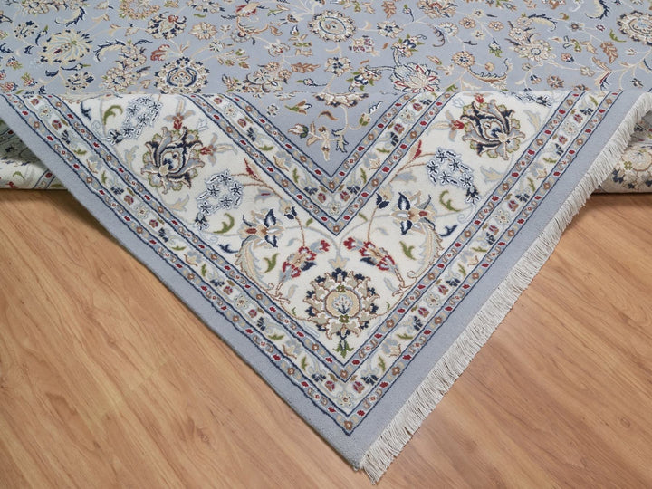 8'9" x 12'2" New Hand Knotted Blue Wool & Silk Rectangle Oriental Rug - MOA10292512