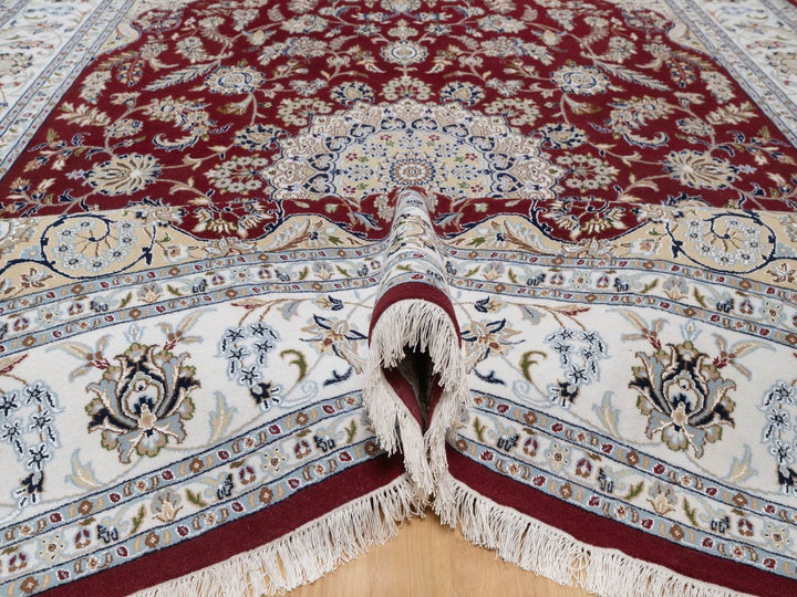 8'9" x 11'10" New Hand Knotted Red Wool & Silk Rectangle Oriental Rug - MOA10292513