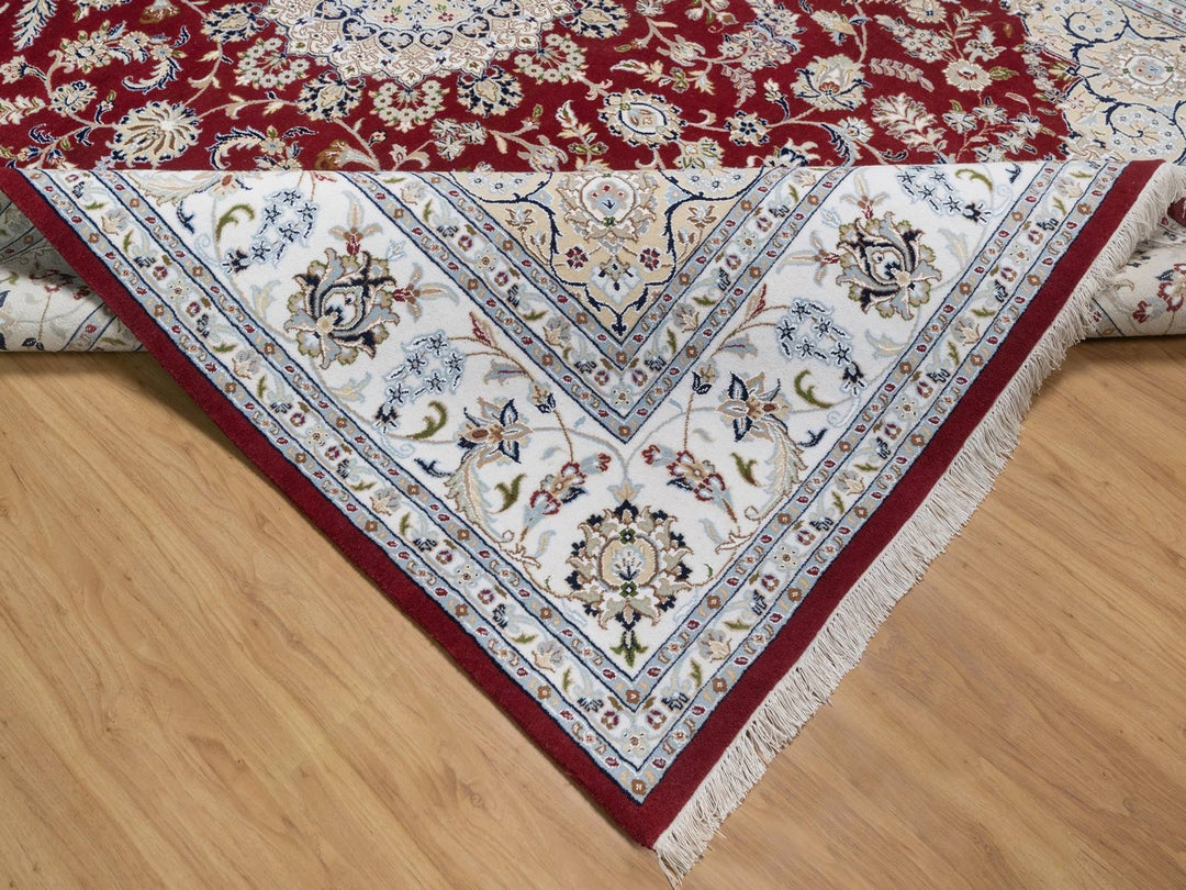 8'9" x 11'10" New Hand Knotted Red Wool & Silk Rectangle Oriental Rug - MOA10292513