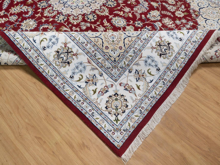 8'9" x 11'10" New Hand Knotted Red Wool & Silk Rectangle Oriental Rug - MOA10292513