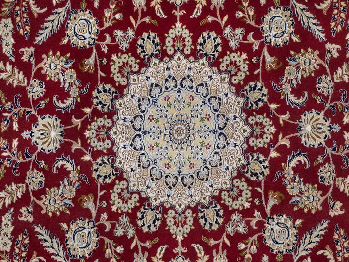 8'9" x 11'10" New Hand Knotted Red Wool & Silk Rectangle Oriental Rug - MOA10292513