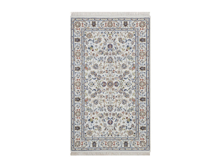 3'1" x 5'3" New Hand Knotted Ivory Wool & Silk Rectangle Oriental Rug - MOA10292514